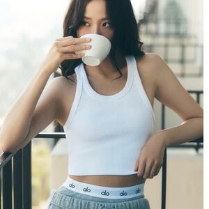 Alo White Goddess Ribbed Go-To Tank XS NWT